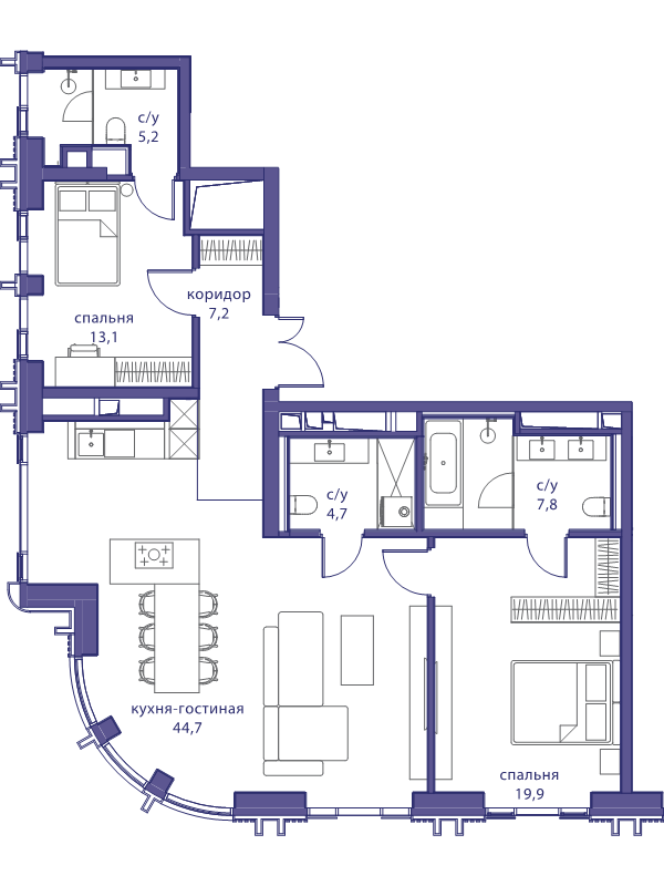 3 ккв (Евро) 102,5 м²