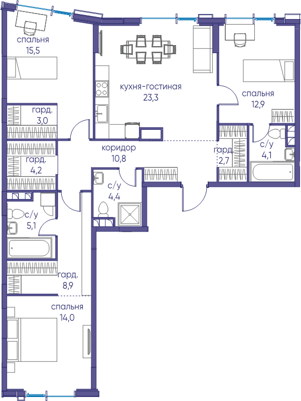 4 ккв (Евро) 108,9 м²