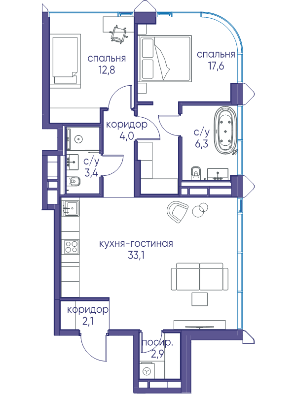 2 ккв 82,2 м²