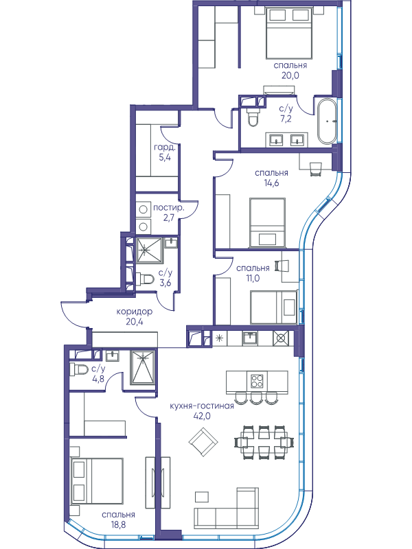 5 ккв (Евро) 151,4 м²