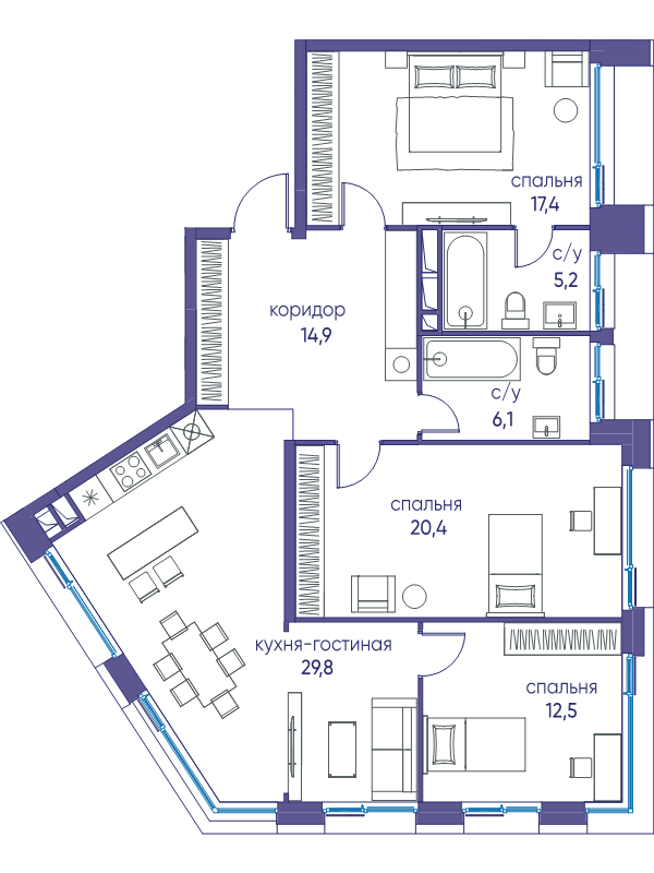 4 ккв (Евро) 106,3 м²