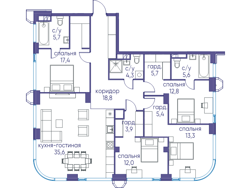 5 ккв (Евро) 140,2 м²