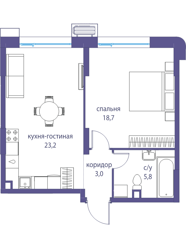 2 ккв (Евро) 50,7 м²