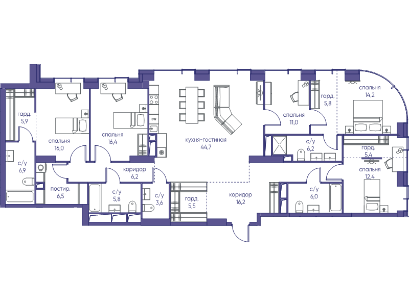 6 ккв (Евро) 194,7 м²