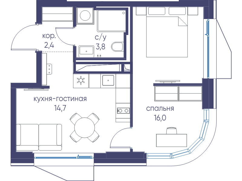 1 ккв 36,9 м²