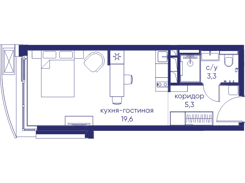 Студия 28,2 м²