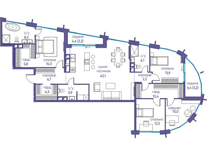 5 ккв (Евро) 148,7 м²