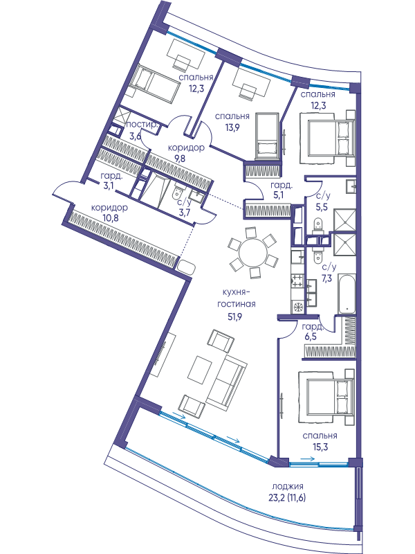 5 ккв (Евро) 172,7 м²