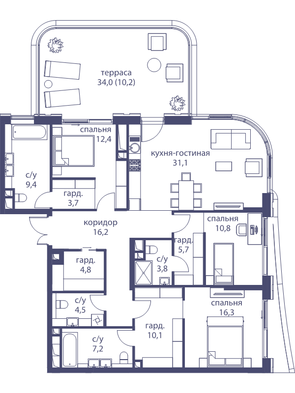 4 ккв (Евро) 146,2 м²