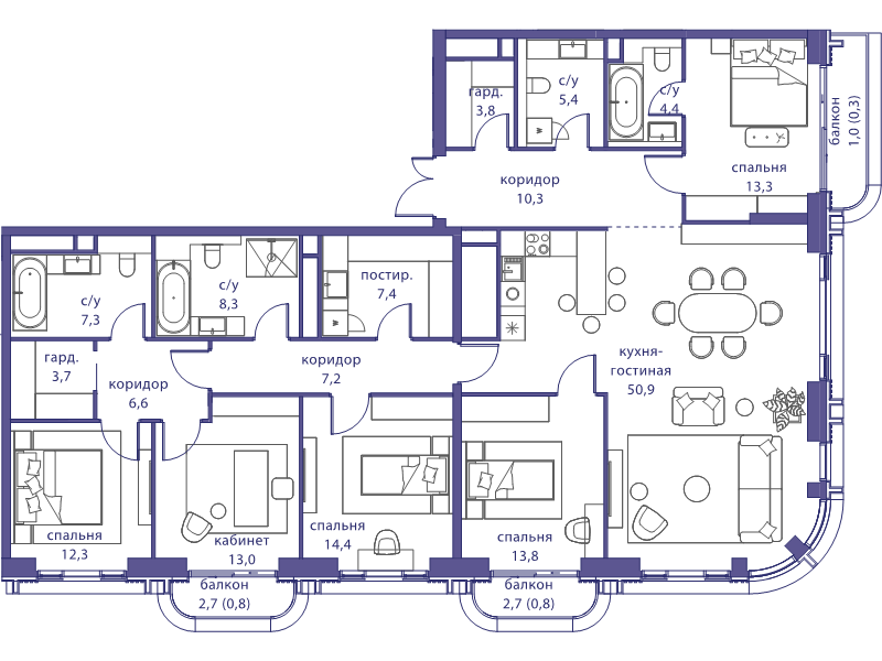 6 ккв (Евро) 184,8 м²