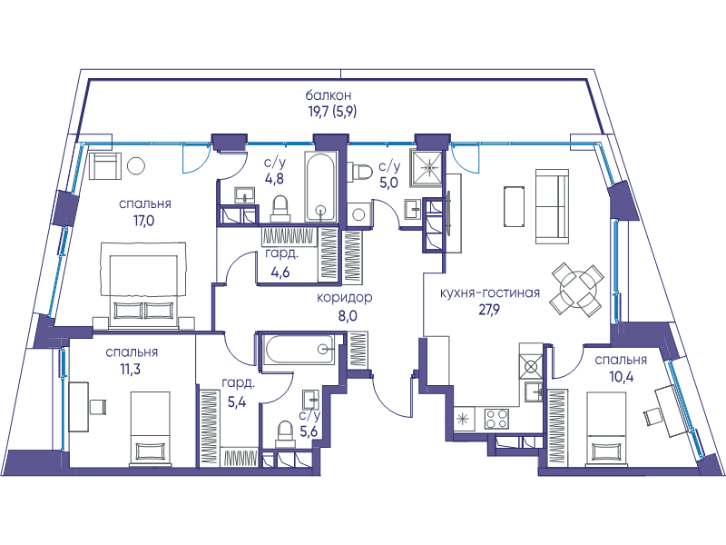 4 ккв (Евро) 110,2 м²