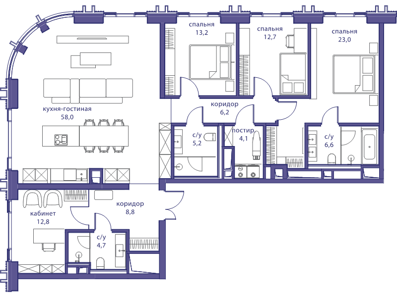5 ккв (Евро) 155,3 м²