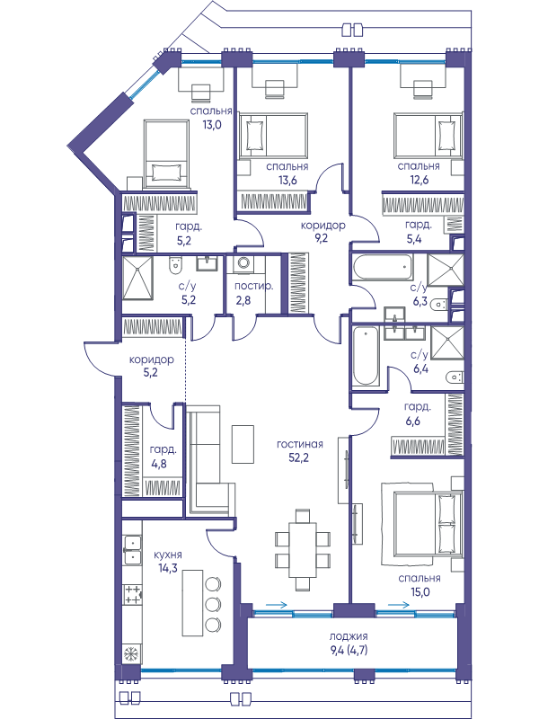 5 ккв 167,5 м²