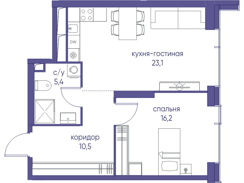 2 ккв (Евро) 55,2 м²