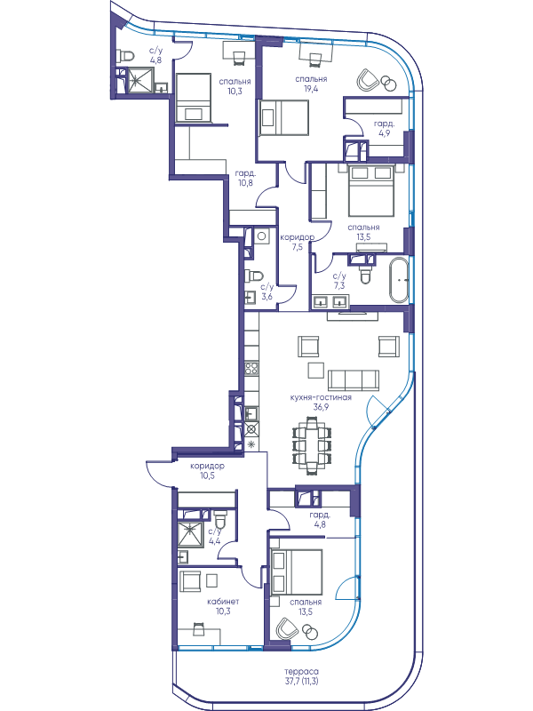 3 ккв 114,7 м²