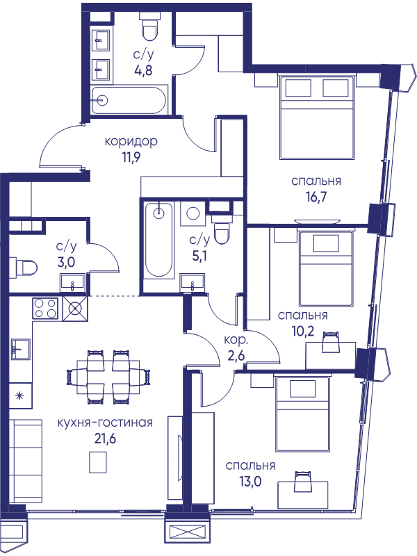 4 ккв (Евро) 88,9 м²