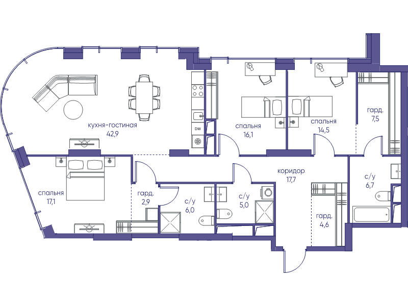 4 ккв (Евро) 141 м²