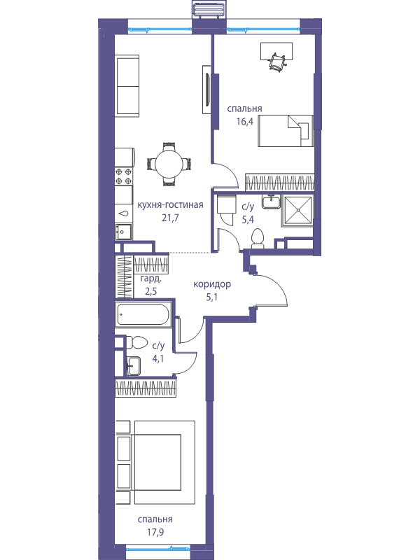 3 ккв (Евро) 73,1 м²