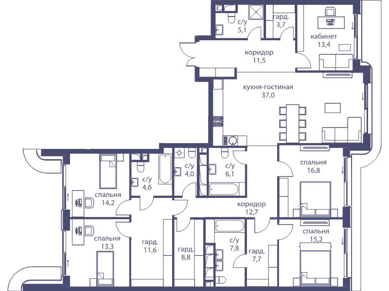 6 ккв (Евро) 194,6 м²