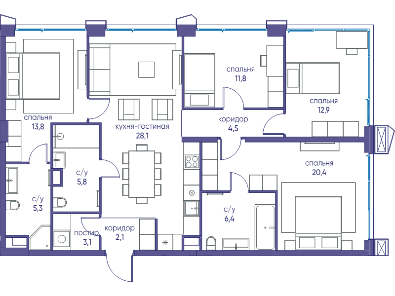 5 ккв (Евро) 114,2 м²