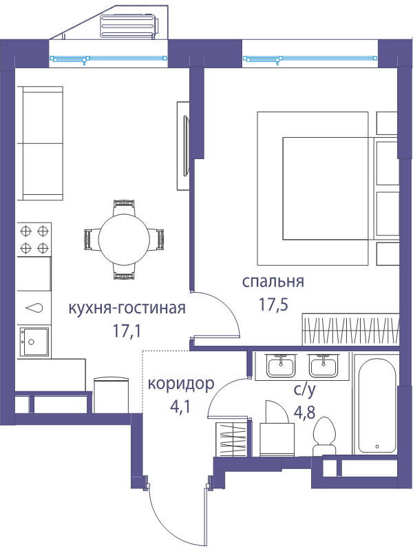 2 ккв (Евро) 43,5 м²