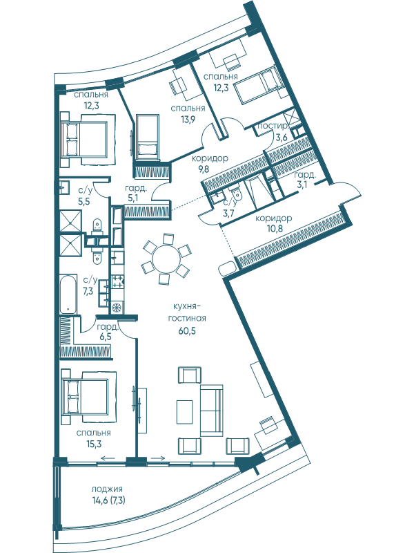 5 ккв (Евро) 177 м²