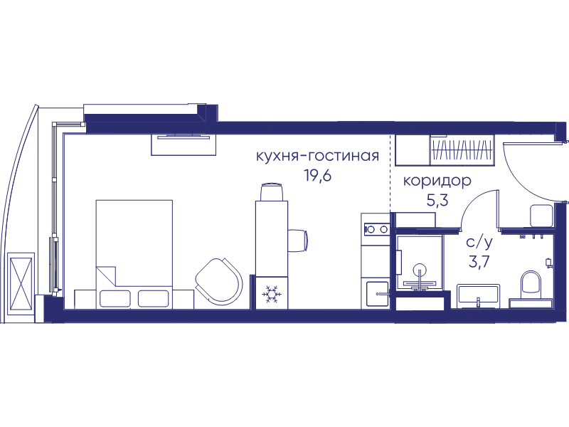 Студия 28,6 м²