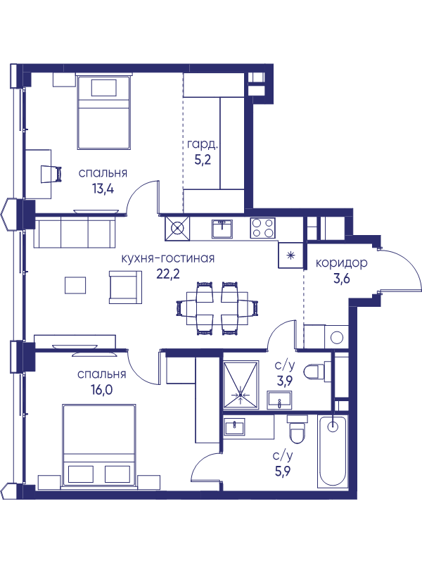 3 ккв (Евро) 70,2 м²