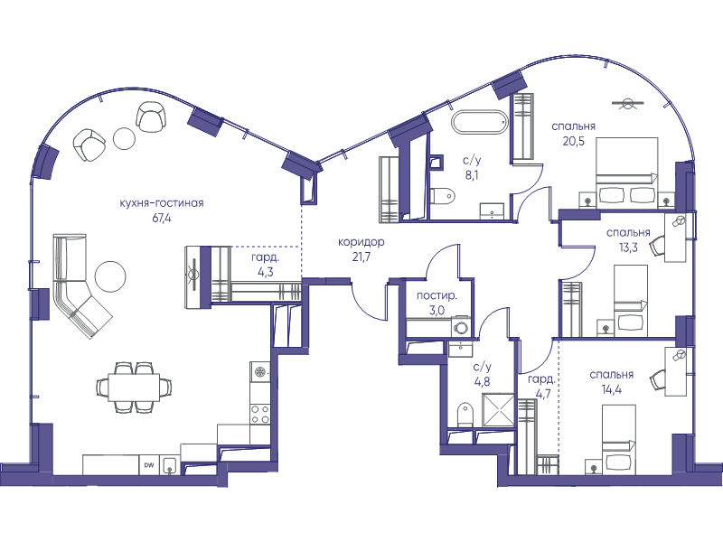 4 ккв (Евро) 162,3 м²