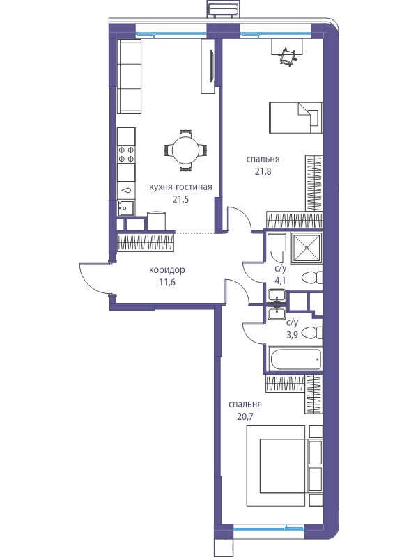 3 ккв (Евро) 83,6 м²
