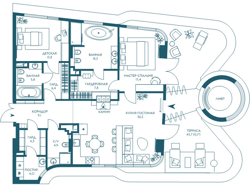 3 ккв (Евро) 134,6 м²