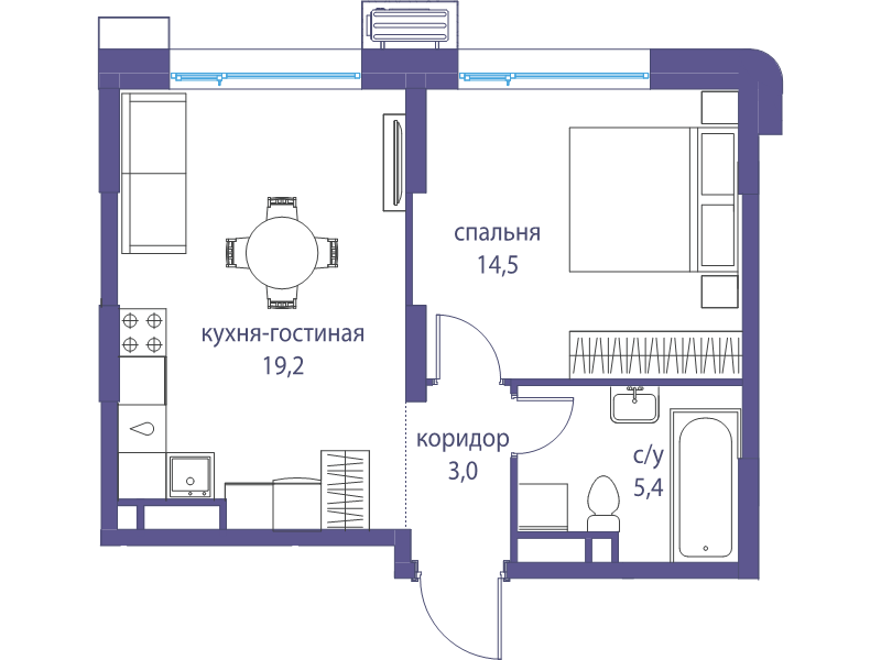 2 ккв (Евро) 39,2 м²