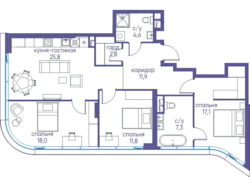 4 ккв (Евро) 99,3 м²