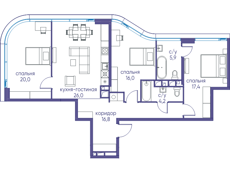 4 ккв (Евро) 106,6 м²