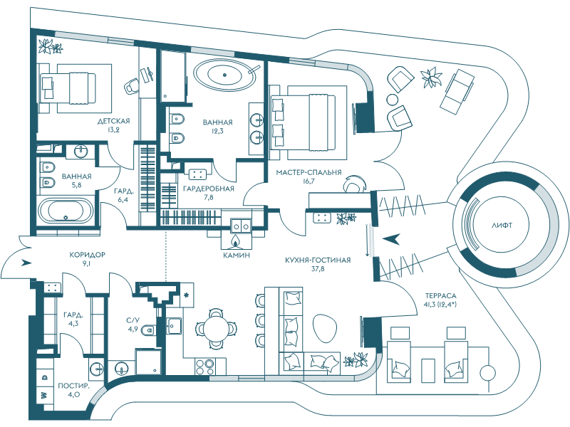3 ккв (Евро) 134,7 м²