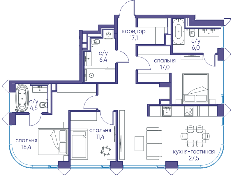 3 ккв 108,3 м²