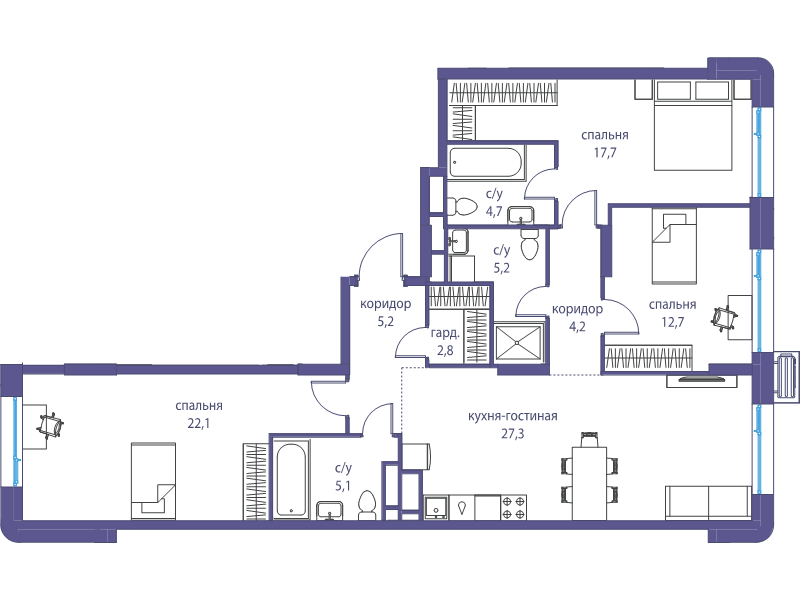4 ккв (Евро) 107 м²