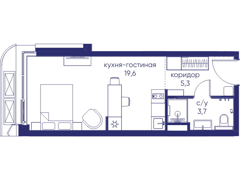 Студия 28,6 м²