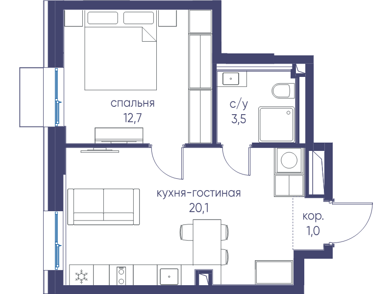 2 ккв (Евро) 36,9 м²