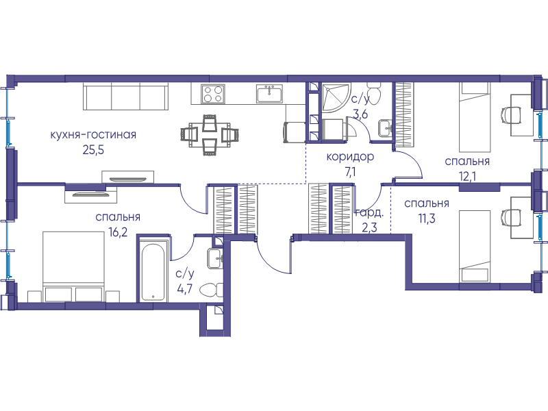 4 ккв (Евро) 82,8 м²