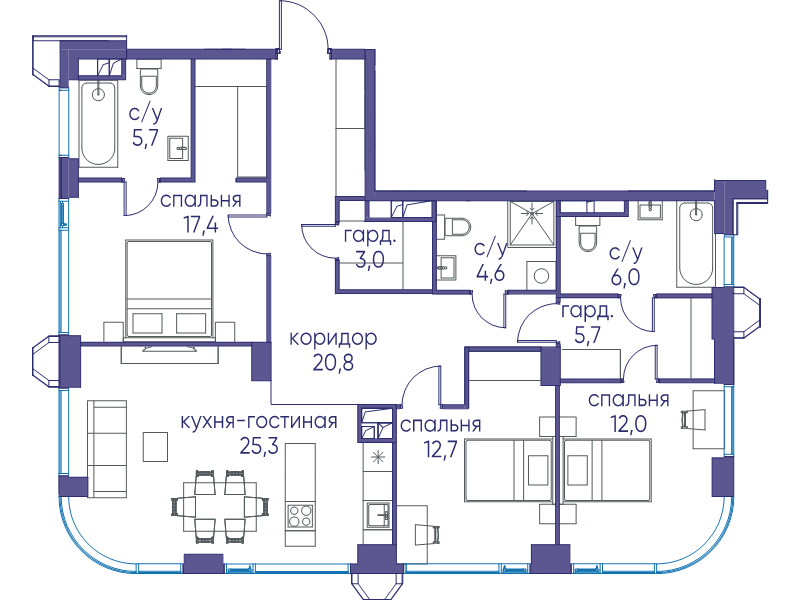 4 ккв (Евро) 113,2 м²