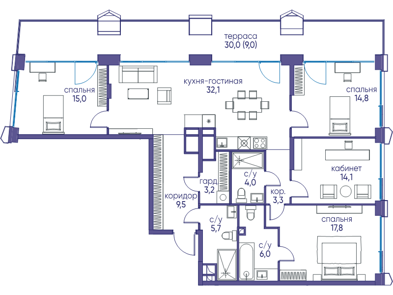 5 ккв (Евро) 134,5 м²