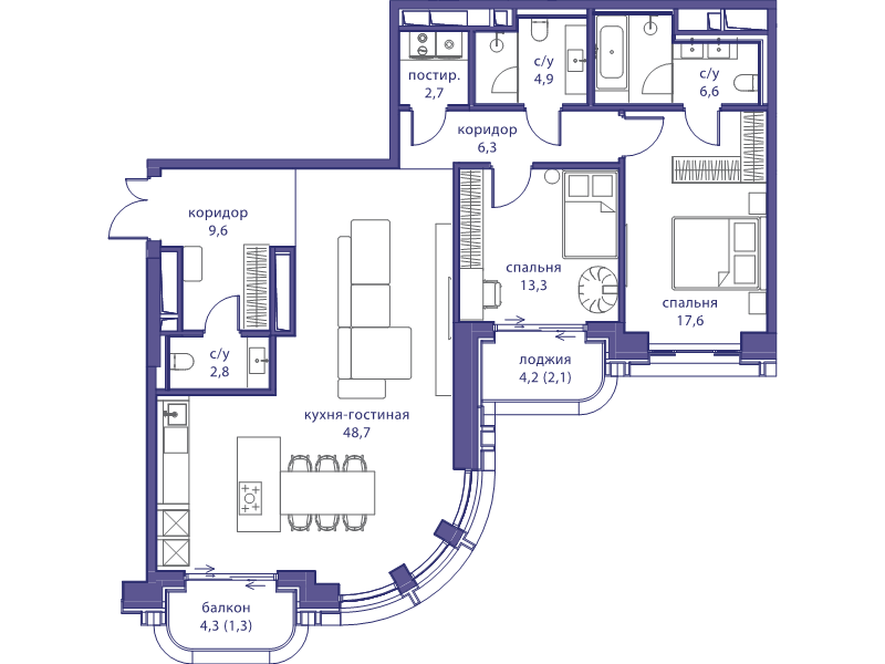 3 ккв (Евро) 115,9 м²
