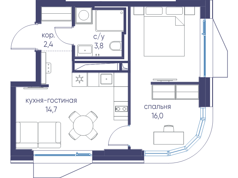 1 ккв 36,9 м²