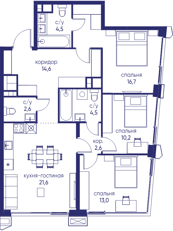 4 ккв (Евро) 90,3 м²