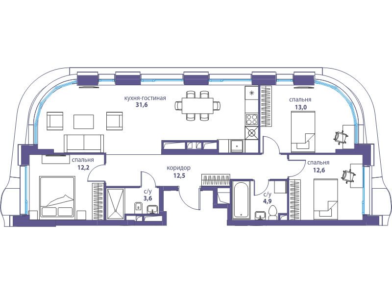 4 ккв (Евро) 90,3 м²