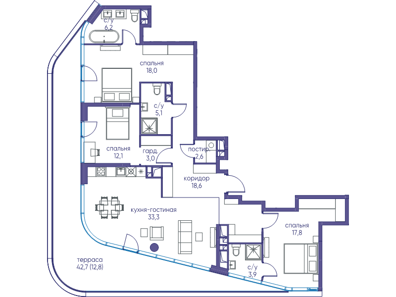 4 ккв (Евро) 133,3 м²
