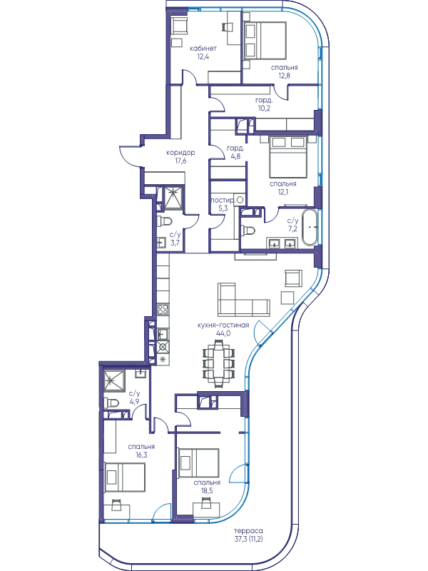 6 ккв (Евро) 181 м²