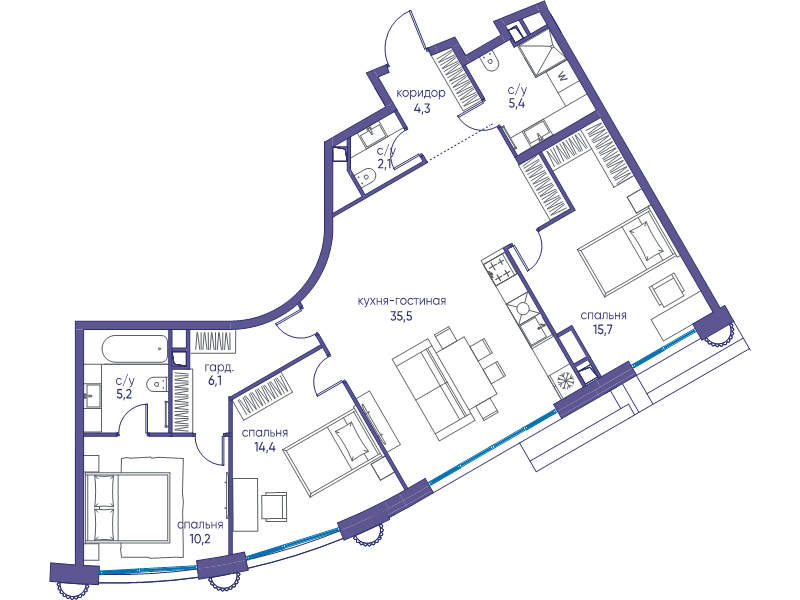 4 ккв (Евро) 99 м²
