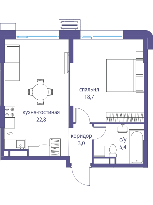 2 ккв (Евро) 49,9 м²